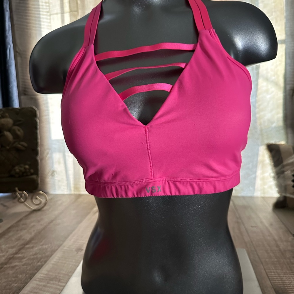 Victoria Secret VSX Pink Strappy Sports Bra Large